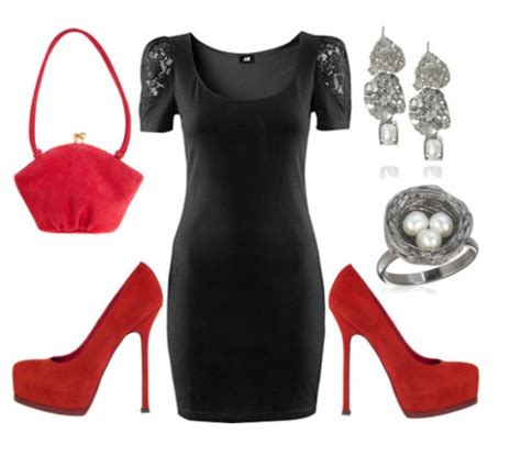 kırmızı ayakkabı siyah elbise
